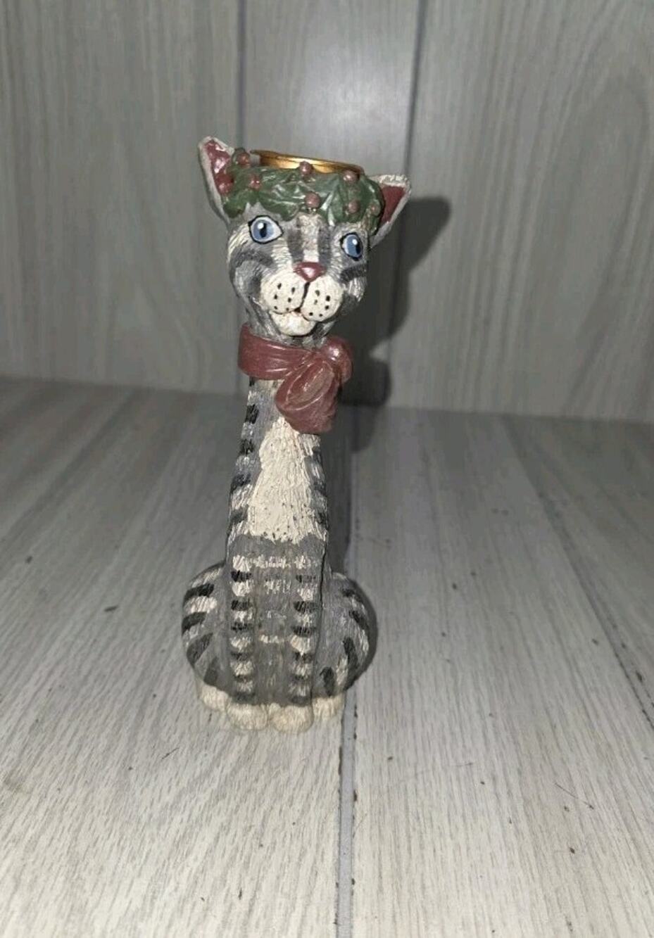 VINTAGE Kurt S. Adler Christmas Cats Candle Holder Kitty Cat 6.5" Holiday